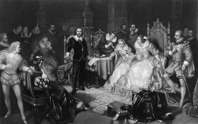 Шекспир выступает перед королевой Елизаветой и ее двором.
